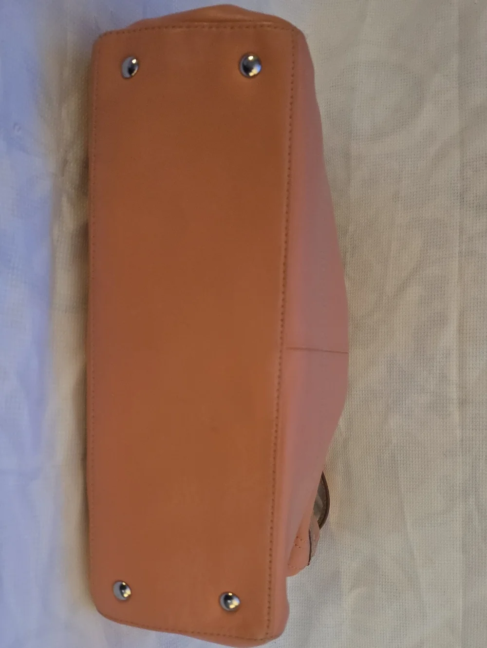 Coach Penelope Turn-Lock tote in a coral peach leather with snakeskin Trim - Picture 10 of 14